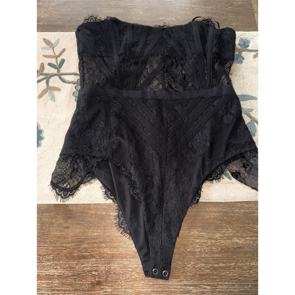 NBD Black Lace Strapless Corset Bodysuit Bustier‎ Teddy XL - Picture 4 of 11